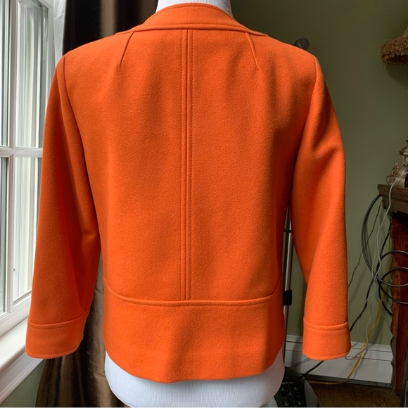 Michael Kors Orange Cropped Wool Blend Coat Jacket Sz S  Bracelet-length Sleeves - Picture 2 of 4